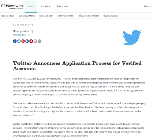 Twitter Press Release